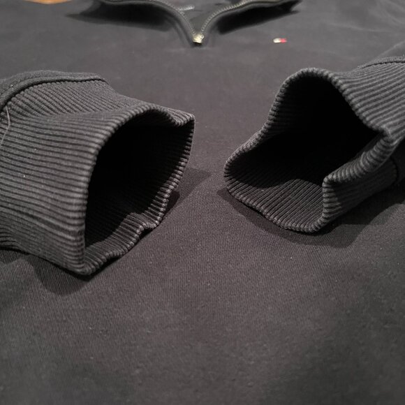 Tommy Hilfiger 1/4 Zip Mock Neck Sweatshirt Men's Size L Navy Blue Pullover Logo - Picture 5 of 8